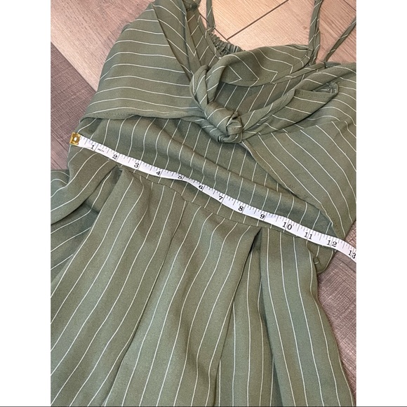 SOLD Flying Tomato Green Striped Sleeveless Wide Leg Open Back - Picture 4 of 7